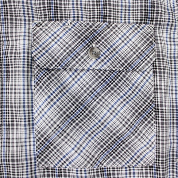 PROPPER Shirt Mens Large Regular Black/Blue Snap Button Polyester Long Sleeve - Picture 7 of 16